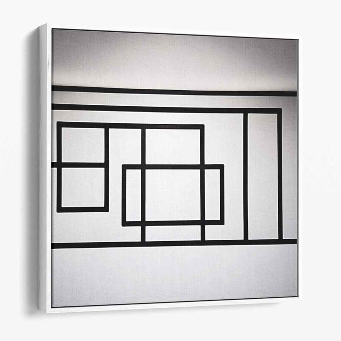 Whispering Shadows Dance: Minimalist Black and White Line Art on Canvas