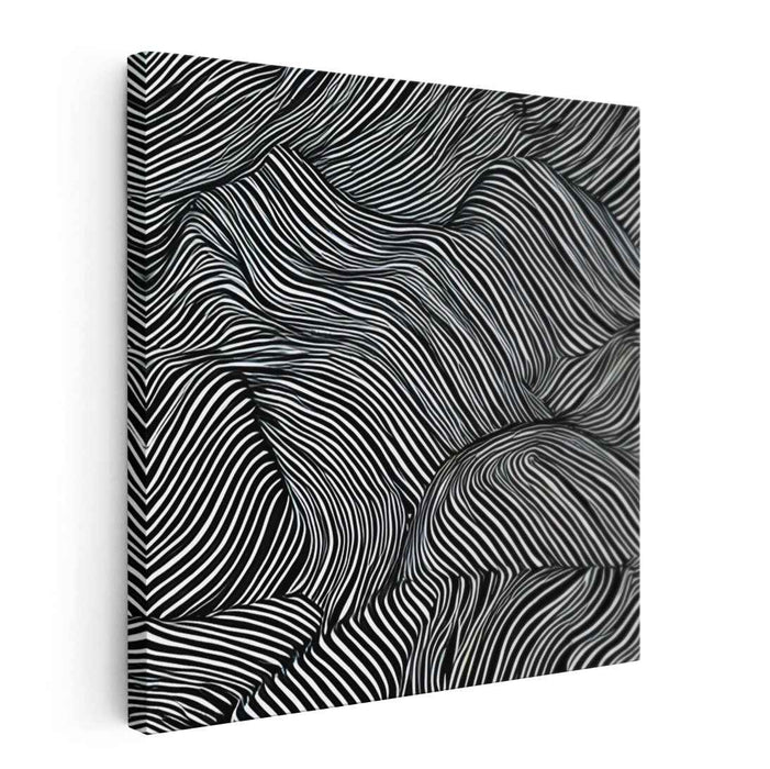 Ink Illusion: Black and White Op Art Canvas Print