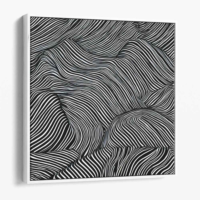 Ink Illusion: Black and White Op Art Canvas Print