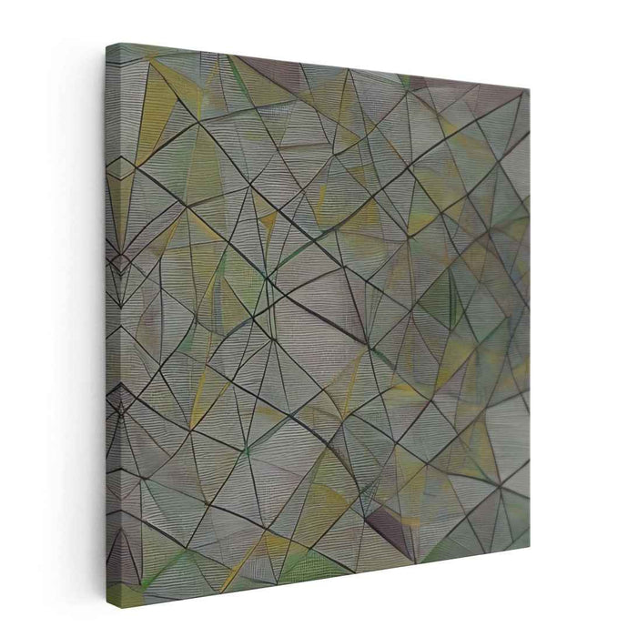 Lime Zest Harmony: Abstract Green and Yellow Intersecting Lines Canvas Art