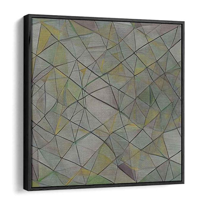 Lime Zest Harmony: Abstract Green and Yellow Intersecting Lines Canvas Art