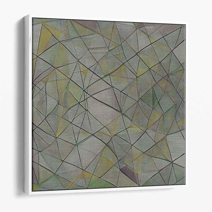 Lime Zest Harmony: Abstract Green and Yellow Intersecting Lines Canvas Art