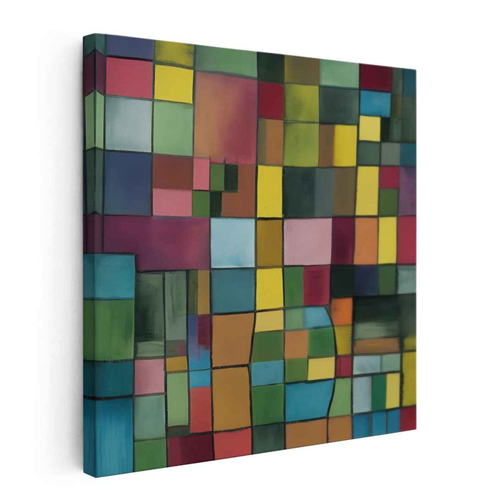 Gridlines Symphony: Colorful Abstract Grid Canvas Art Print