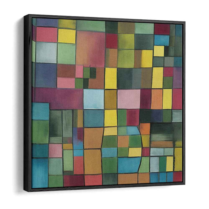 Gridlines Symphony: Colorful Abstract Grid Canvas Art Print