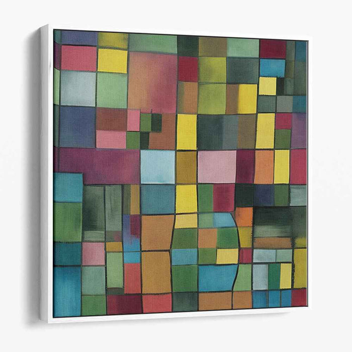 Gridlines Symphony: Colorful Abstract Grid Canvas Art Print