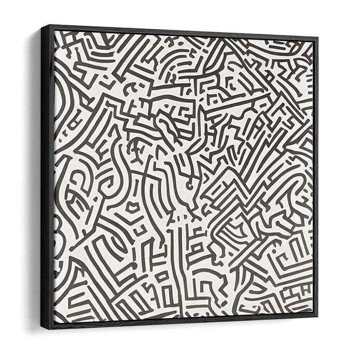 Intricate Paths: Modern Abstract Line Maze Canvas Art Print