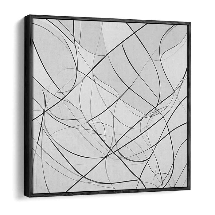 Monochromatic Elegance: Abstract Line Interplay Canvas Art