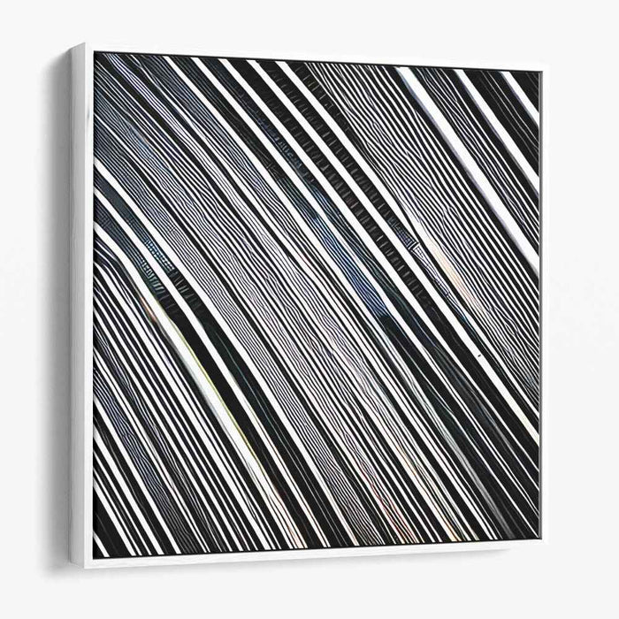 Illusionary Echoes: Monochromatic Op Art Line Pattern Canvas