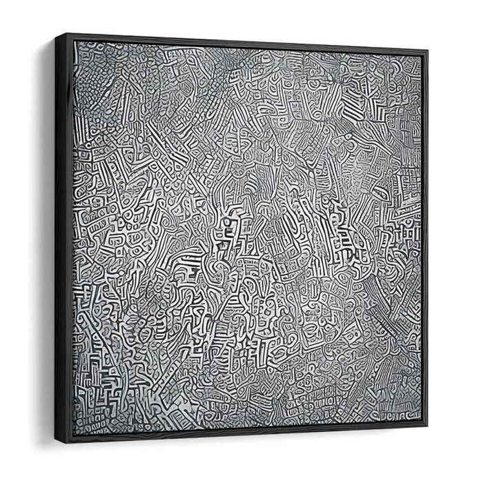Whispers through Shadows: Monochrome Maze Abstract Art
