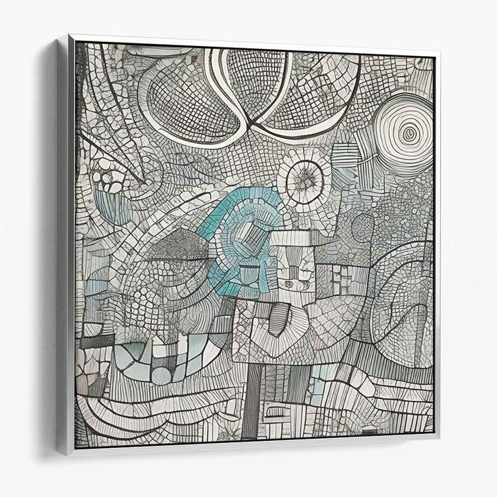 Ink Ebb: Abstract Monochrome and Teal Canvas Art