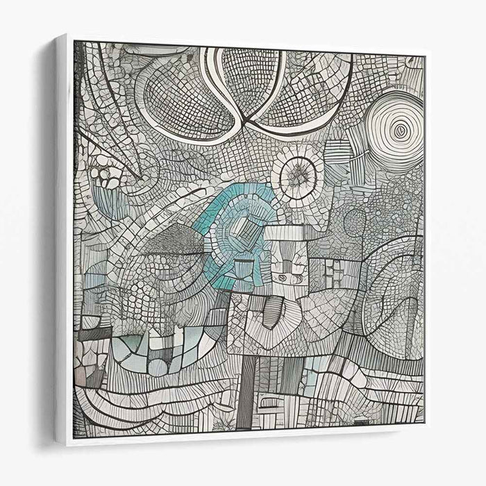 Ink Ebb: Abstract Monochrome and Teal Canvas Art
