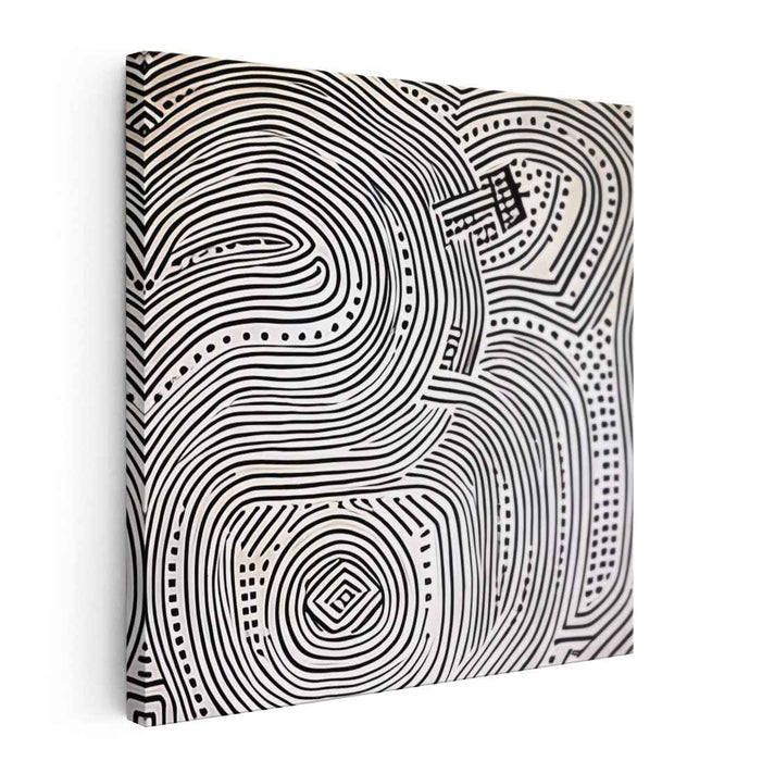 Eternal Maze: Modern Line Art Optical Illusion Canvas Print