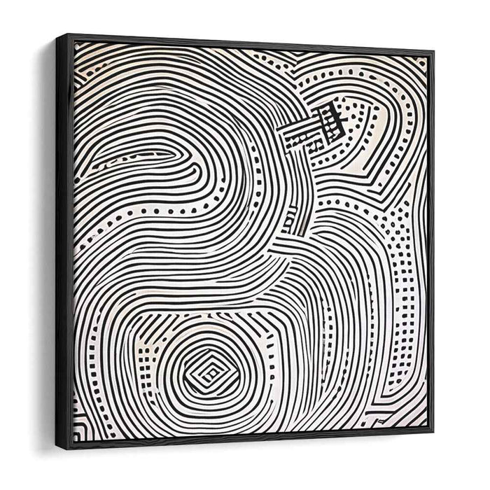 Eternal Maze: Modern Line Art Optical Illusion Canvas Print