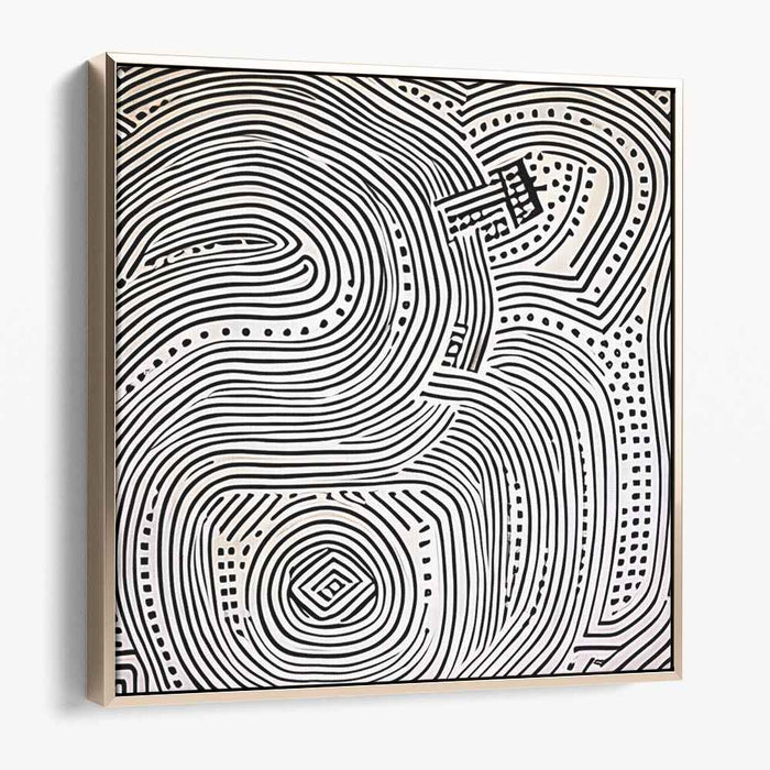 Eternal Maze: Modern Line Art Optical Illusion Canvas Print