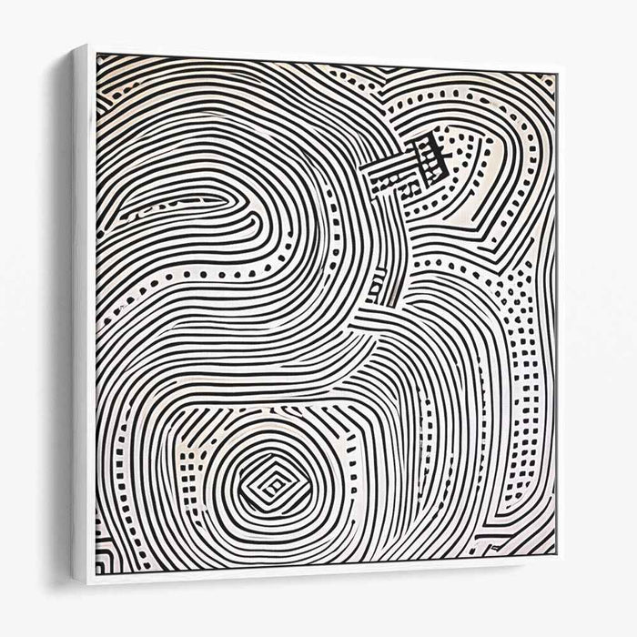 Eternal Maze: Modern Line Art Optical Illusion Canvas Print