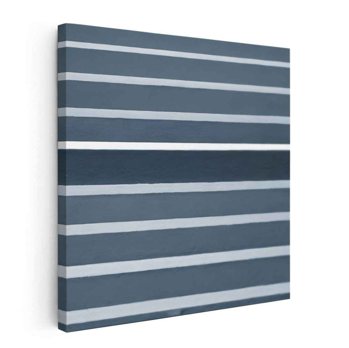 Serene Stripes: Minimalist Blue and White Horizontal Canvas Art Print