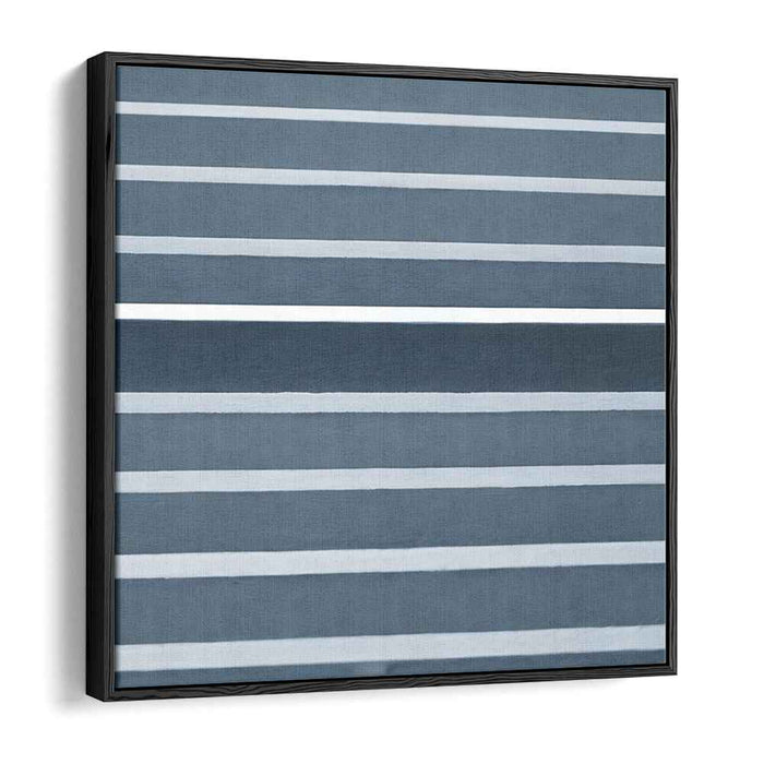 Serene Stripes: Minimalist Blue and White Horizontal Canvas Art Print