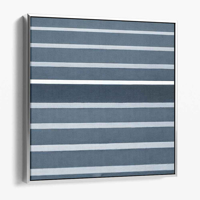 Serene Stripes: Minimalist Blue and White Horizontal Canvas Art Print