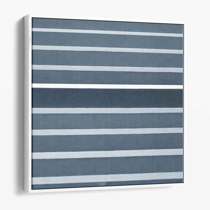 Serene Stripes: Minimalist Blue and White Horizontal Canvas Art Print