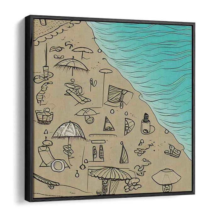 Coastal Silence: Minimalist Beach Scene Canvas Art Print