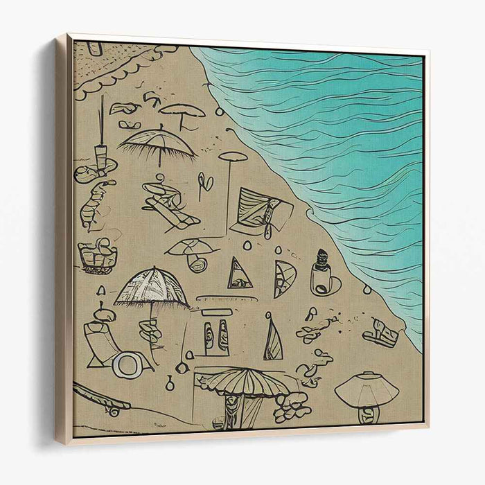 Coastal Silence: Minimalist Beach Scene Canvas Art Print