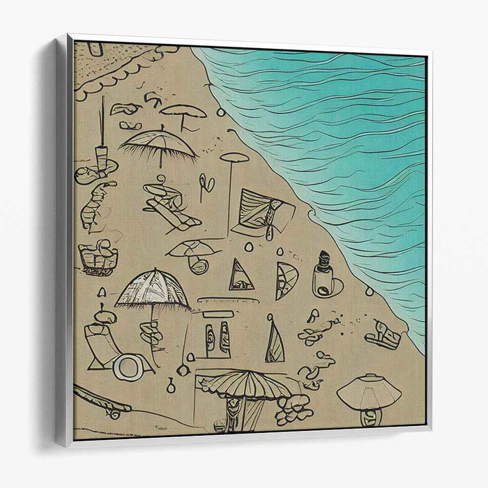 Coastal Silence: Minimalist Beach Scene Canvas Art Print