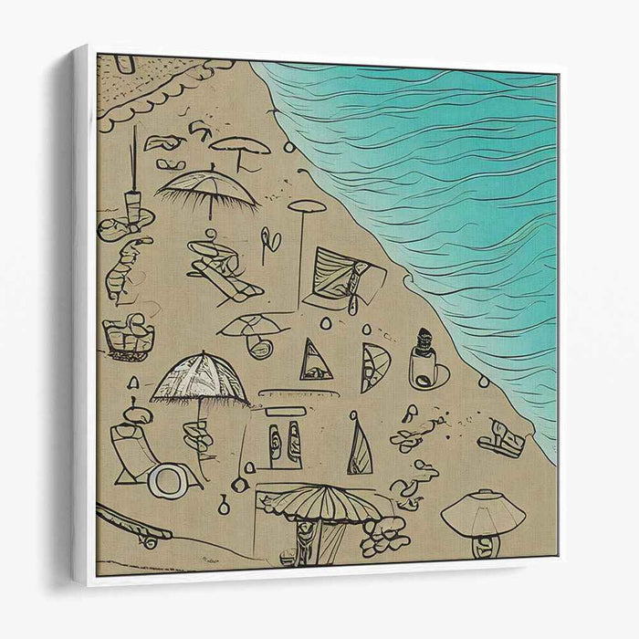 Coastal Silence: Minimalist Beach Scene Canvas Art Print