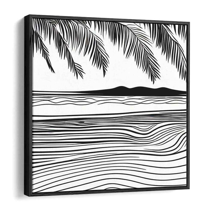 Monochrome Paradise: Tropical Oasis in Black and White Canvas Art