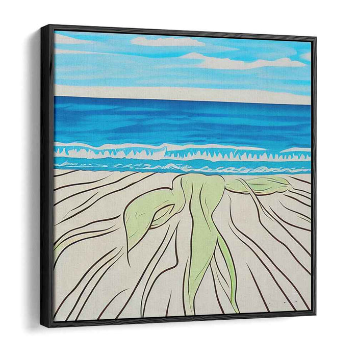 Serenity of the Seaside: Modern Minimalist Beach Scene Canvas Art