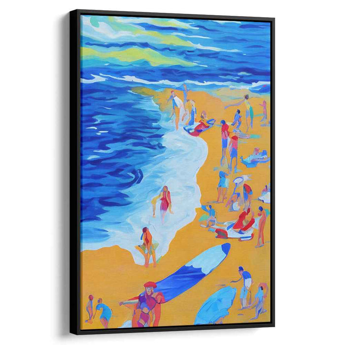 Sun Soaked Shoreline: Vibrant Summer Beach Scene Canvas Art Print