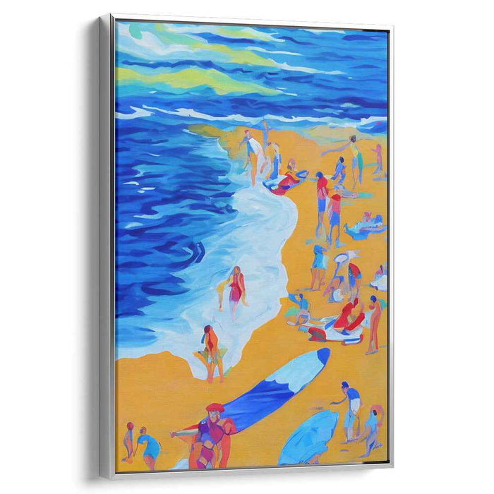 Sun Soaked Shoreline: Vibrant Summer Beach Scene Canvas Art Print
