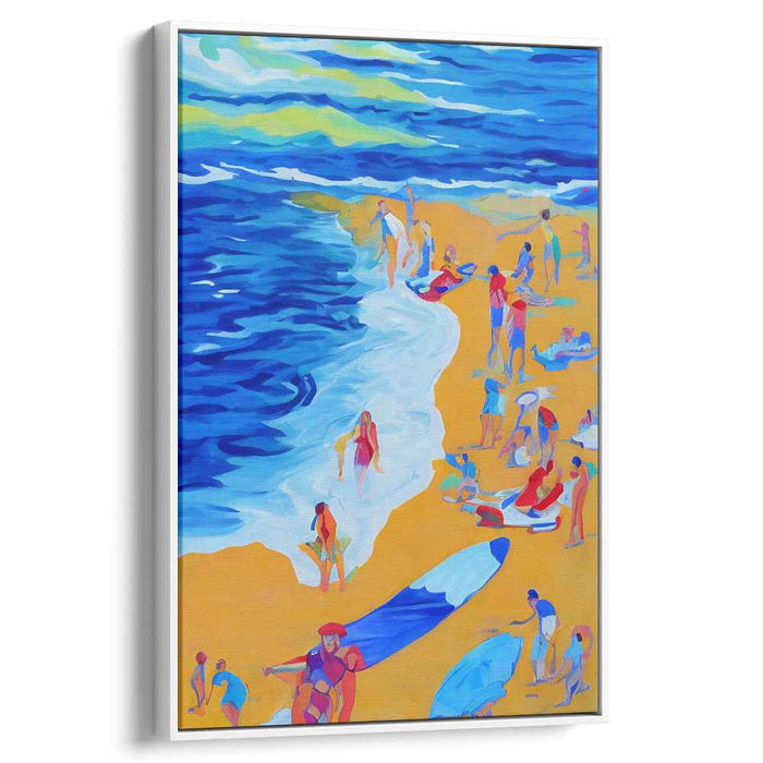 Sun Soaked Shoreline: Vibrant Summer Beach Scene Canvas Art Print