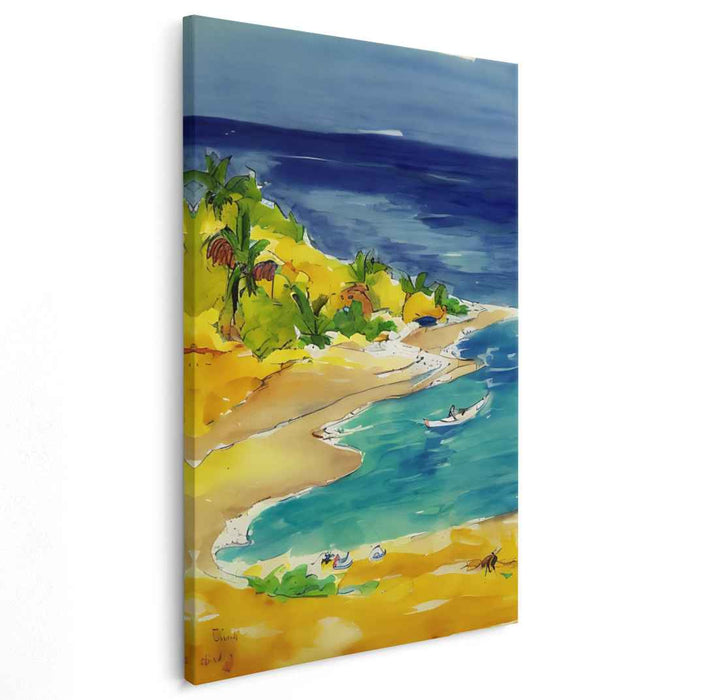 Tidepool Tranquility: Watercolor Coastal Paradise Canvas Art Print