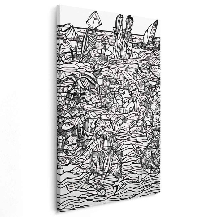 Intricate Tidelines: Monochrome Marine Symphony