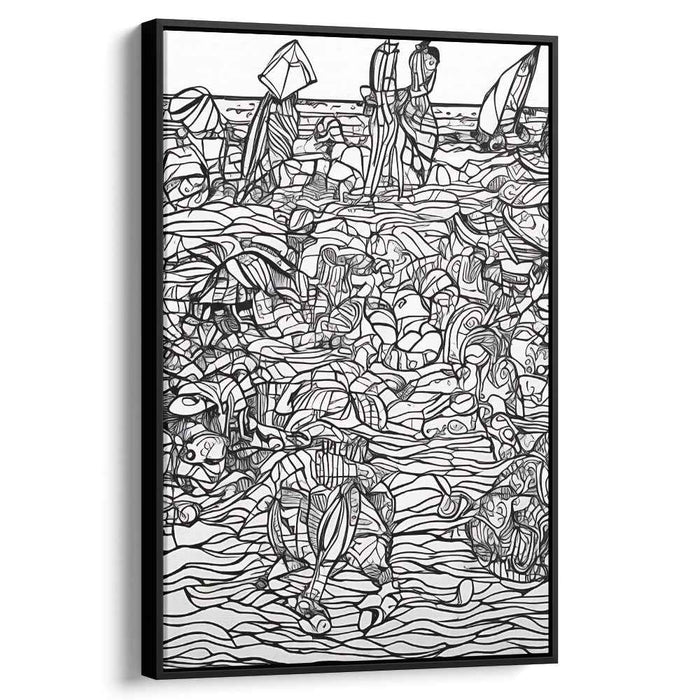 Intricate Tidelines: Monochrome Marine Symphony