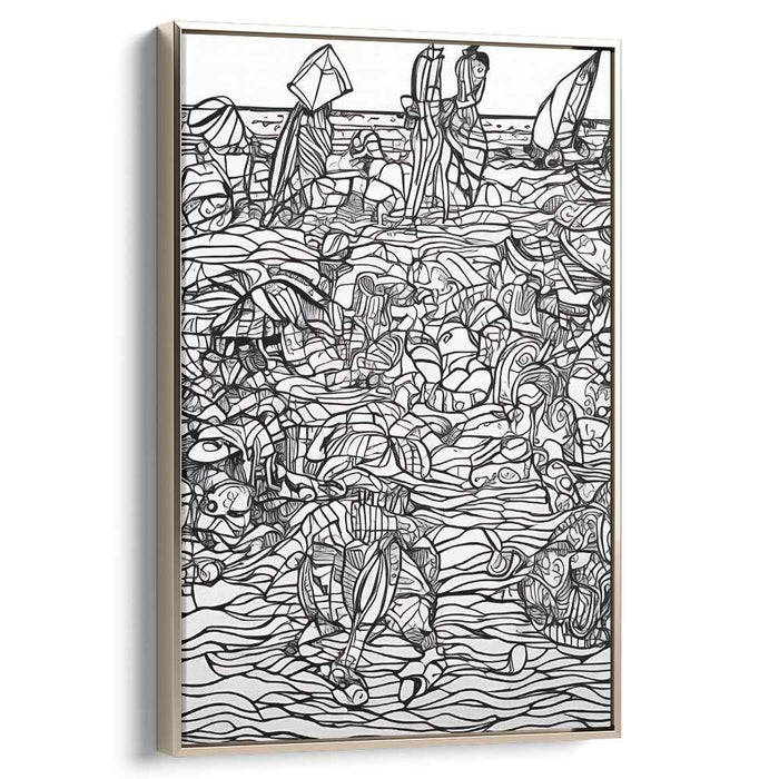 Intricate Tidelines: Monochrome Marine Symphony