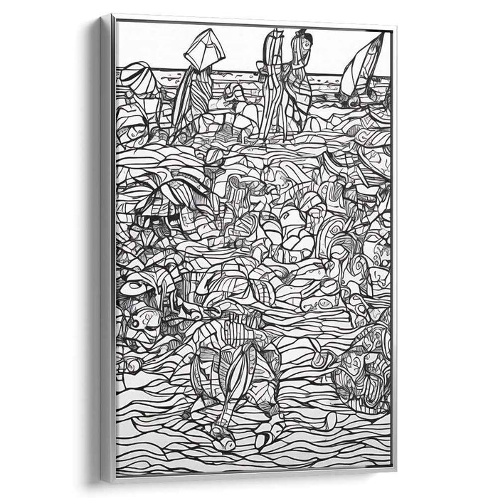 Intricate Tidelines: Monochrome Marine Symphony