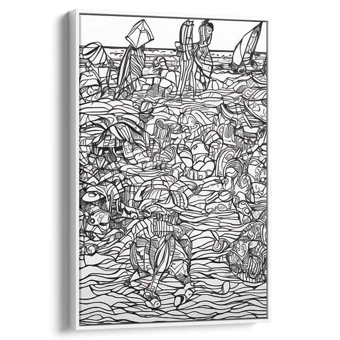 Intricate Tidelines: Monochrome Marine Symphony