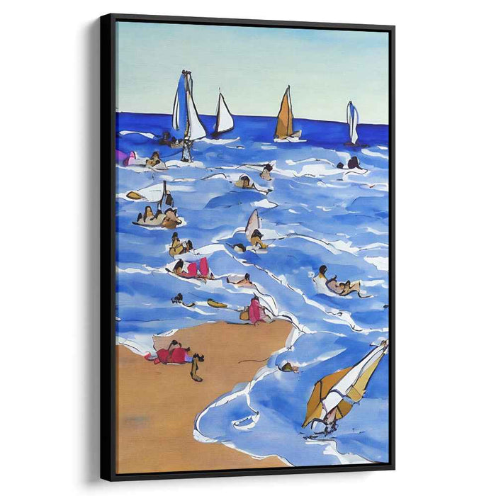 Sands of Technicolor: Vibrant Beach Day Canvas Art Print