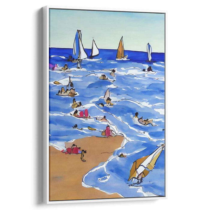 Sands of Technicolor: Vibrant Beach Day Canvas Art Print