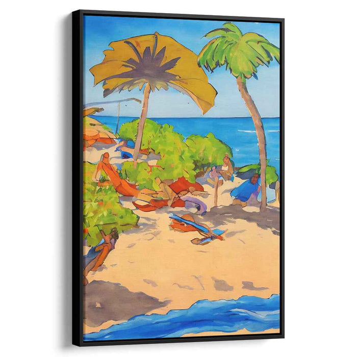 Sun-Kissed Shoreline: Vibrant Tropical Beach Day Canvas Art Print