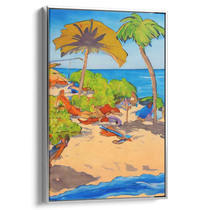 Sun-Kissed Shoreline: Vibrant Tropical Beach Day Canvas Art Print