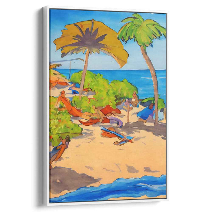 Sun-Kissed Shoreline: Vibrant Tropical Beach Day Canvas Art Print