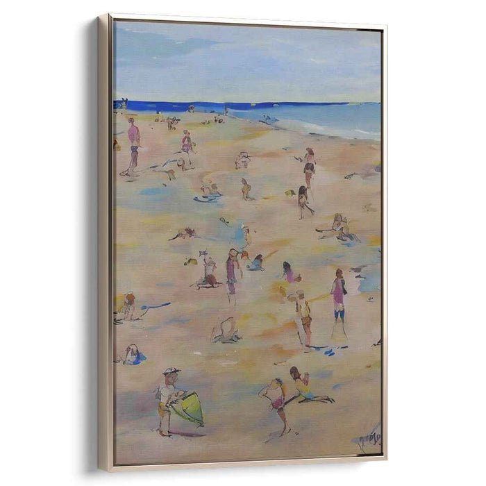 Sunny Shores: Impressionist Beach Day Canvas Art Print