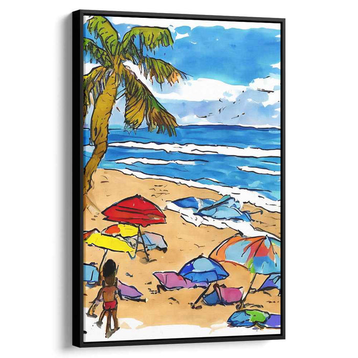 Vibrant Shore Delight: Colorful Beachscape Canvas Art