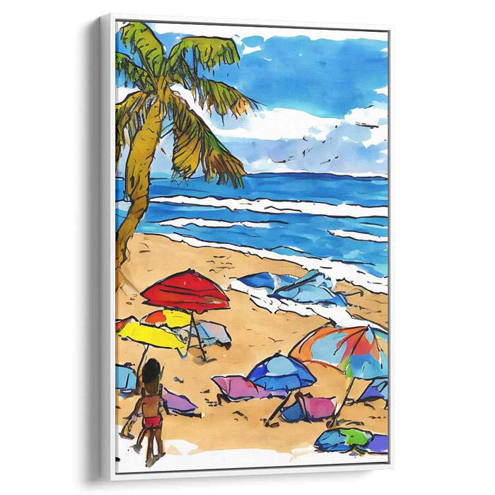 Vibrant Shore Delight: Colorful Beachscape Canvas Art