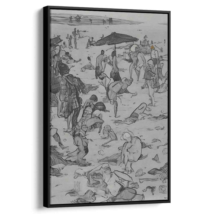 Shades of Humanity: Monochrome Beach Day Ink Art