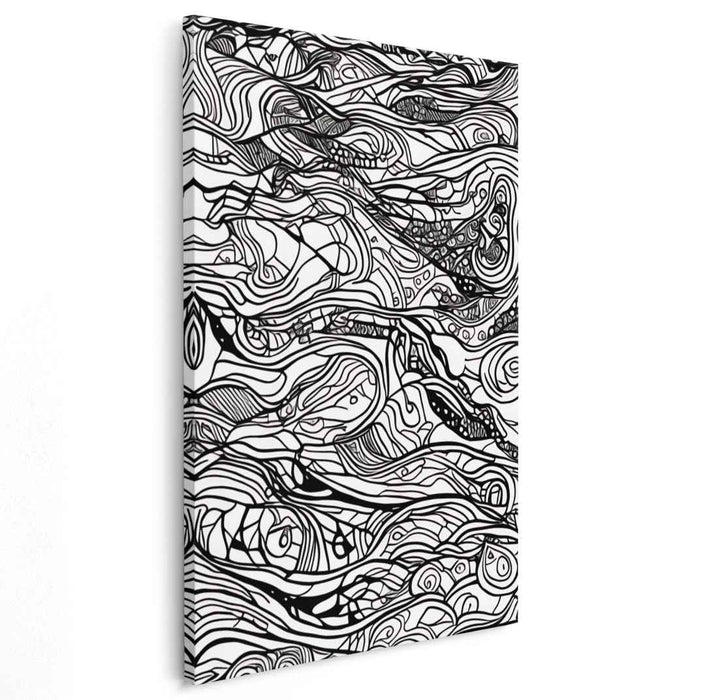 Hypnotic Currents: Black and White Abstract Ink Art