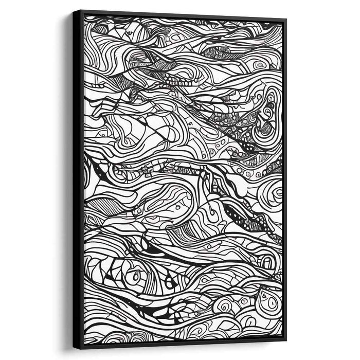 Hypnotic Currents: Black and White Abstract Ink Art