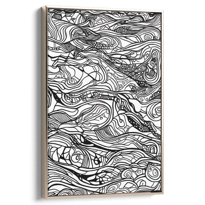 Hypnotic Currents: Black and White Abstract Ink Art